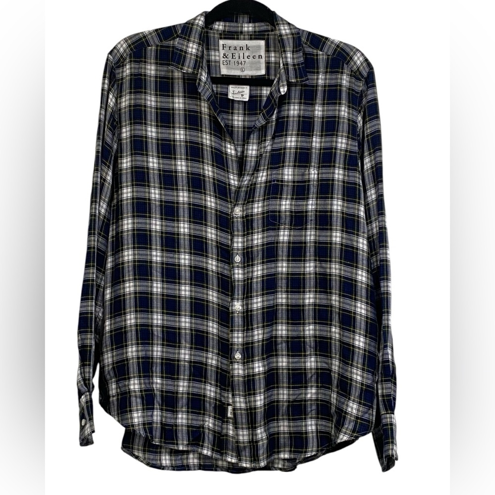 Frank & Eileen Blue, Black & White Plaid Button-Down Shirt